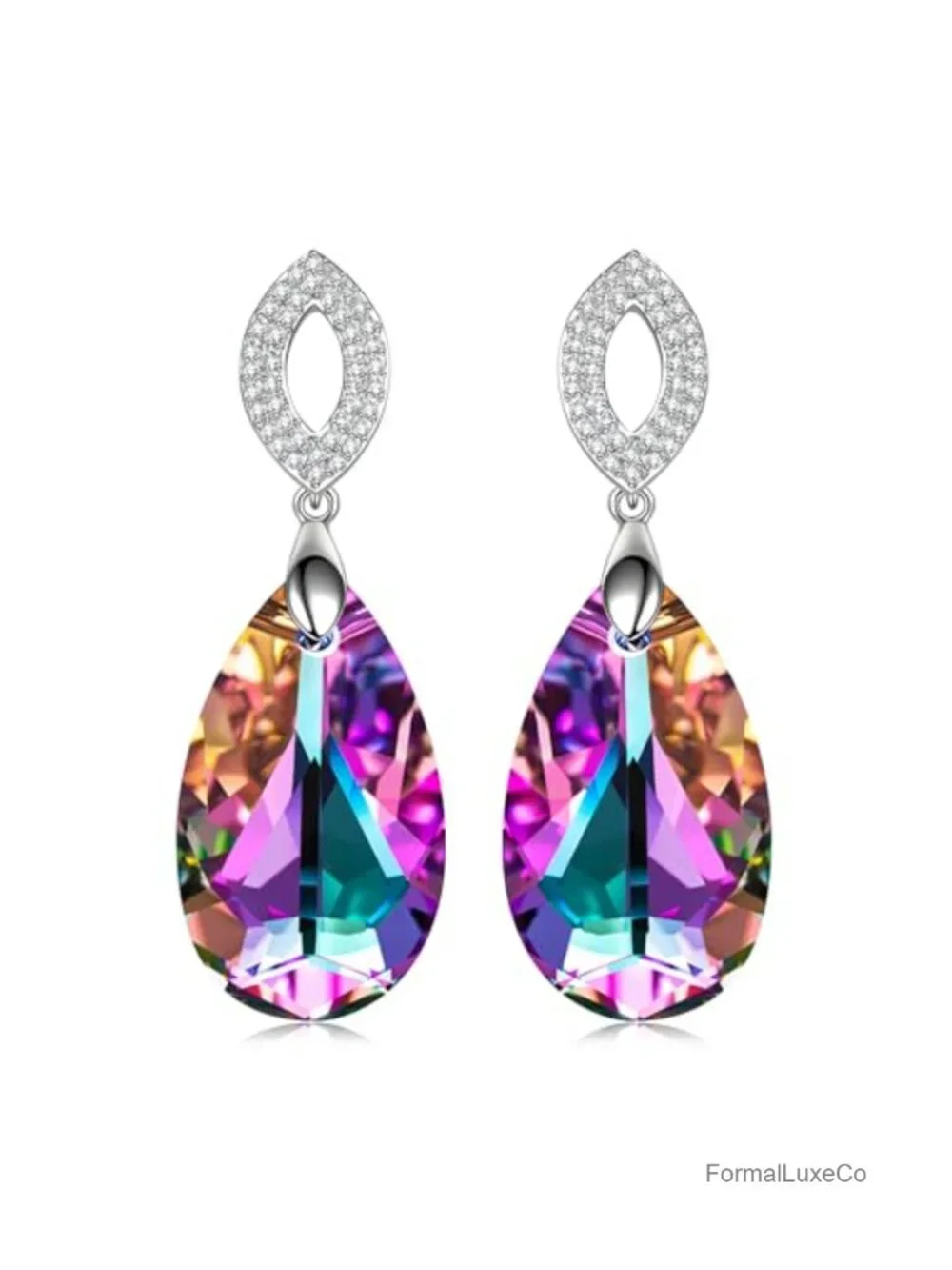 Sterling Silver Swarovski Crystal Drop Earrings Elegant Dangly Jewelry Gift